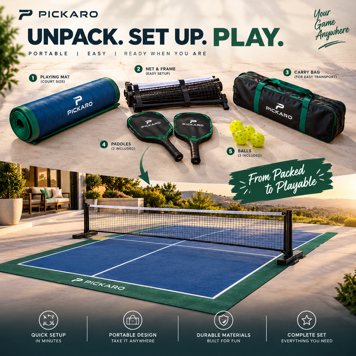 Pickaro Indoor Pickleball Set